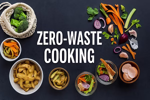 A high-resolution digital photo showcasing assorted vegetable peels, food scraps, and eggshells around bold text reading 