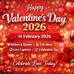 Happy Valentine’s Day 2026 featured image with hearts, roses, gift box and celebration text