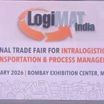 LogiMAT India 2026 banner showing international trade fair for intralogistics solutions, transportation and process management in Mumbai from 05–07 February 2026.